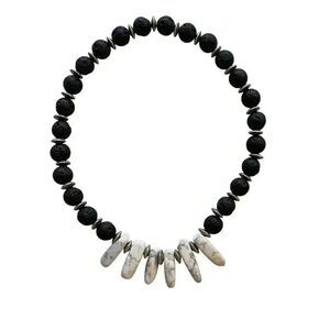 Handmade Lava and White Howlite Semi Precious Stone Necklace